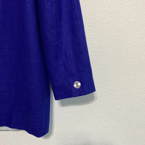 International Scene NWT Blue Pure Linen Double Breasted Blazer Size 13/14 - Picture 9 of 9
